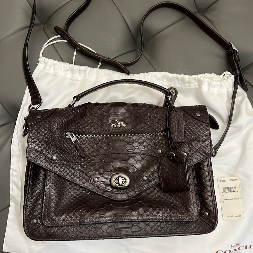 Coach wine python bag